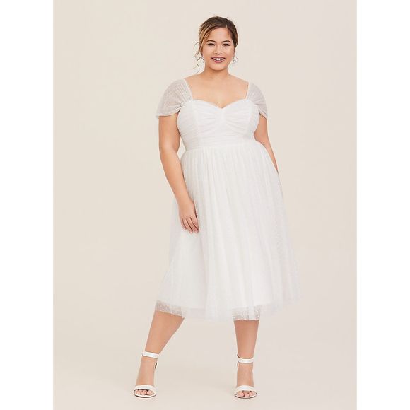 torrid Dresses & Skirts - NWT Torrid Ivory Dot Mesh Wedding Midi Dress 20